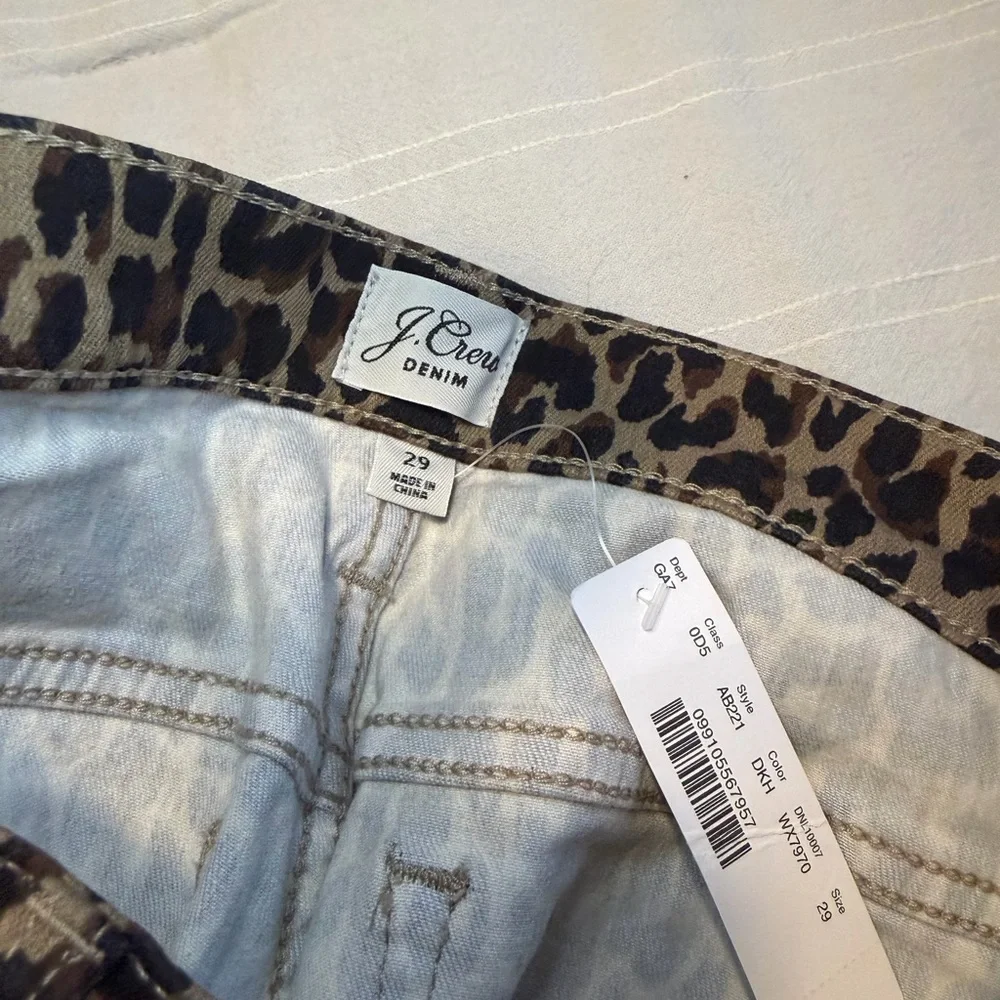 J. Crew 10” High-Rise Brown Leopard Print Denim Size 29 - Picture 3 of 5
